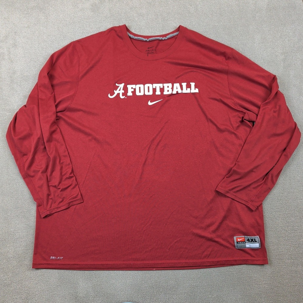 Nike Alabama Crimson Tide Football Shirt Mens 4XL Red Dri-FIT Long Sleeve Bama